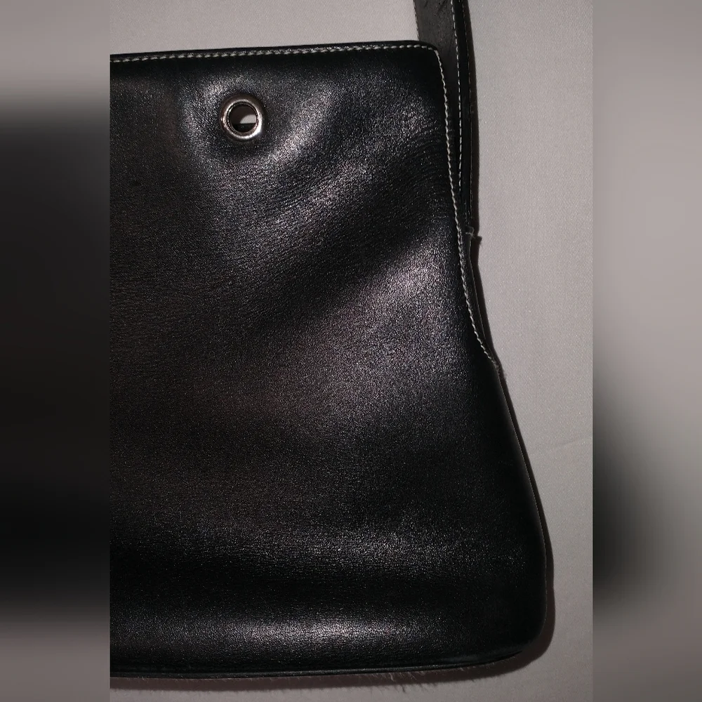 Lauren Ralph Lauren Elegant Black Leather Shoulder Bag Retro Vintage 90"S - Picture 3 of 11